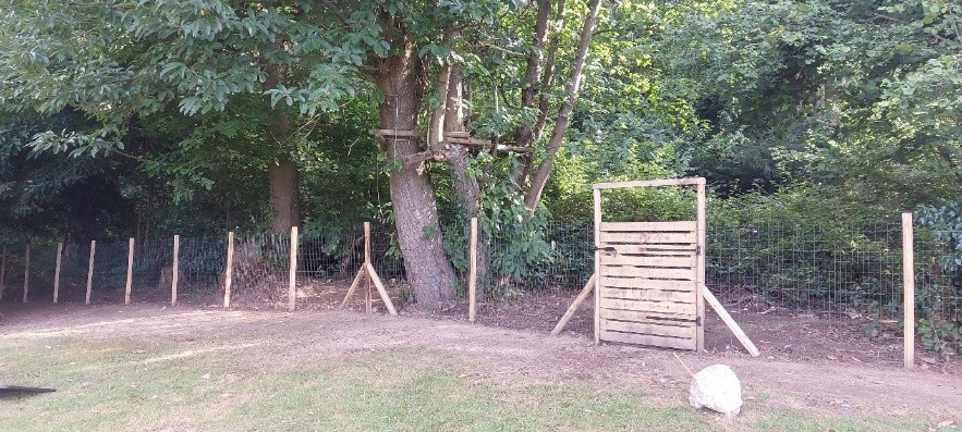 Clôture bois installée dans un jardin